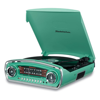 Studebaker - Tocadiscos Estilo Retro Color Verde Azulado, Bluetooth Con Radio Am/fm Y Control De Pitch - ¡revive Tus Vinilos! Studebaker - Tocadiscos Estilo Retro Color Verde Azulado, Bluetooth Con Radio Am/fm Y Control De Pitch - ¡revive Tus Vinilos!