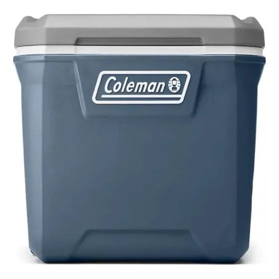Hielera Coleman 60 Qt 56.7 Lts 50 Latas. Llantas Uso Rudo. Color Azul Acero