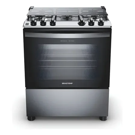 Fogão Brastemp 5 Bocas Cor Inox Com Turbo Chama - Bfs5gdr 110v