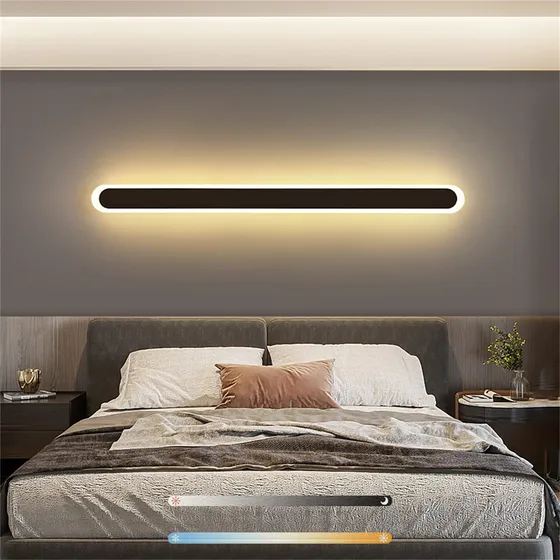 Luz Led Pared Tira Larga Negra Para Interior Lampara 3000 K