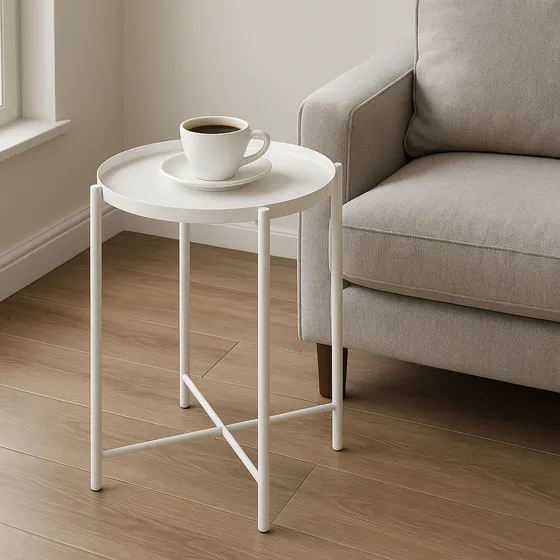 Mesa Arrime Ratona Redonda Hierro Acero Metalica Living