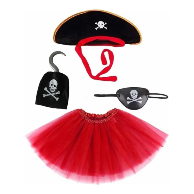 Conjunto De Disfraz Pirata Para Niña, Sombrero Falda Gancho