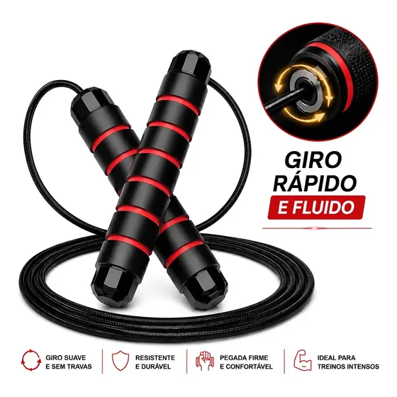 Corda de Pular Ajustável Back Raipe Com Rolamento 360° Para CrossFit e Academia
