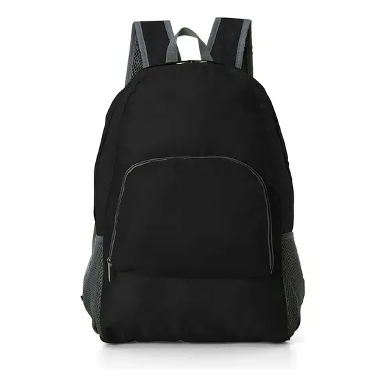 Mochila De Nylon Dobrável 25 Litros Viagem Impermeável Cor Preto