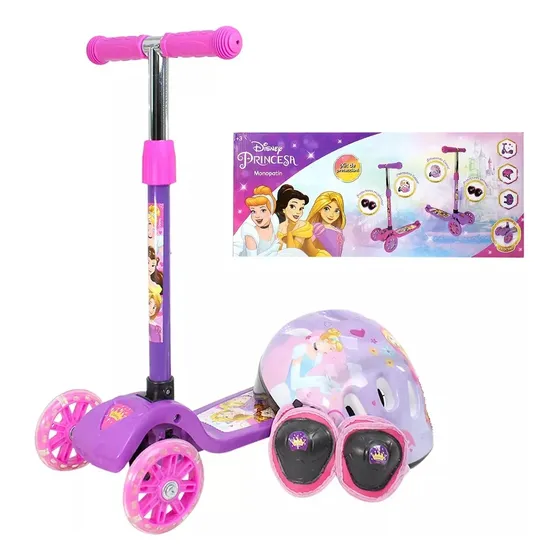 Monopatín Disney Princesa + Kit Casco Rodilleras Coderas