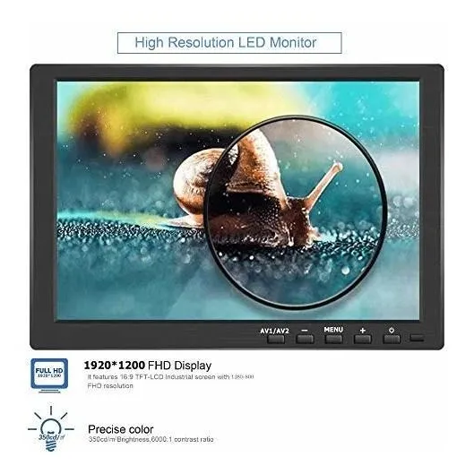Monitor Seguridad Led 10 Hdmi Bnc Av Vga Entrada Usb Ips