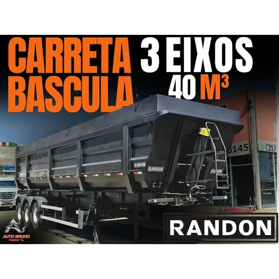 Carreta Caçamba Randon Basculante Aço 450 3e 40m³ C/12 Pneus