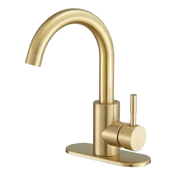 Grifo Baño Un Solo Agujero Giratorio 360° Dorado Cepillado