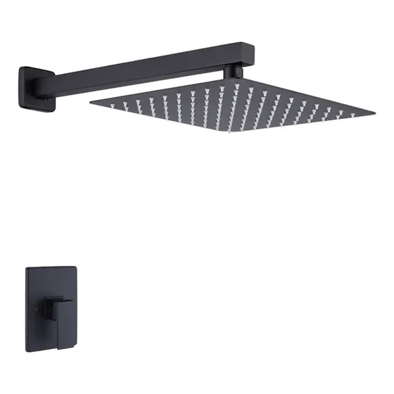 Mezclador Ducha Lluvia Negro Para Montar Pared Grifo 8