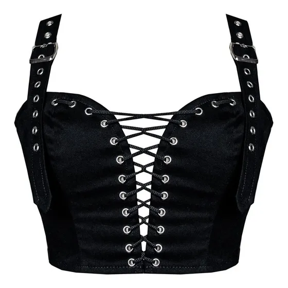 Top Rockero/punk/ Dark/ Gótico Gabardina Ojalillos Hebillas