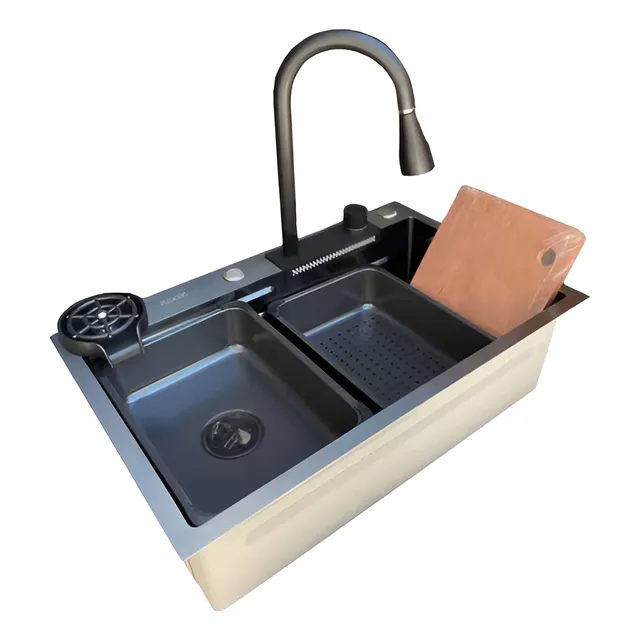 Pileta De Cocina Multifuncion Acero Negro Satinado 304 Kóók
