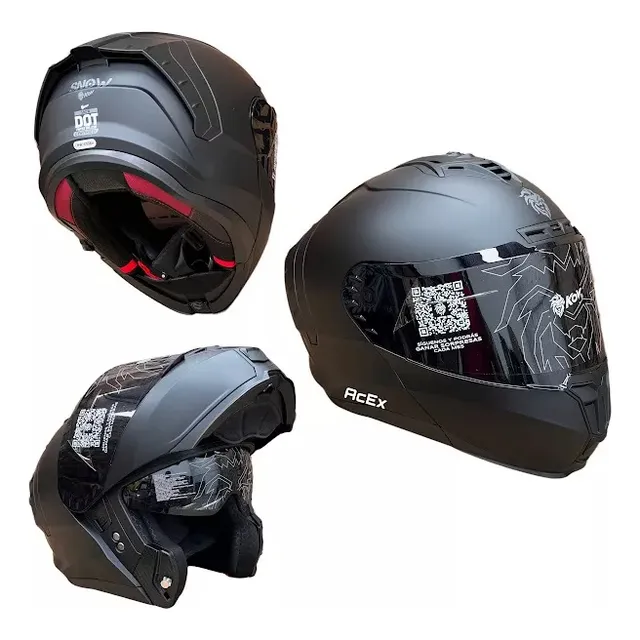 Casco Deportivo Negro Abatible Kov Snow Certificado Mica Humo Talla S (55 - 56 Cm)