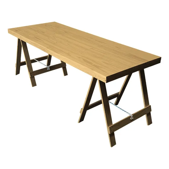 Mesa Caballete 120x80 Comedor Bar Escritorio Moderna Sajo Tapa Roble Patas Roble