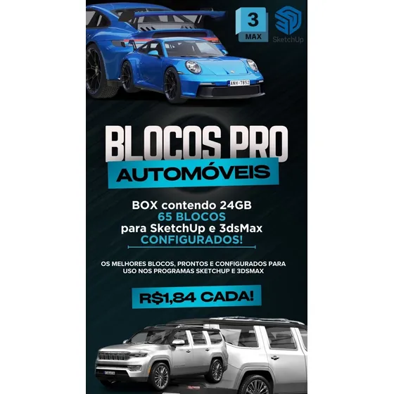 Blocos Sketchup E 3dsmax - Blocos Profissionais Automóveis