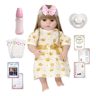 Boneca Reborn Grande Realista Menina 52cm Loira Com Chupeta Boneca Reborn Grande Realista Menina 52cm Loira Com Chupeta