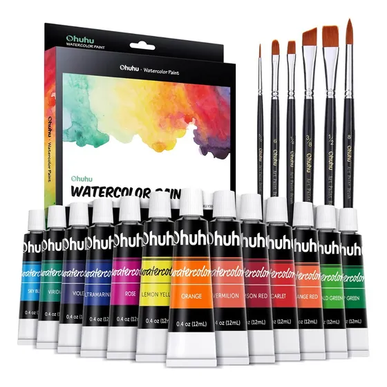 Juego De Pinturas De Acuarela Ohuhu, 24 Colores (12 Ml, 0.42