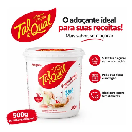 Adoçante Tal E Qual Pó Culinario Forno E Fogão Diet 500g