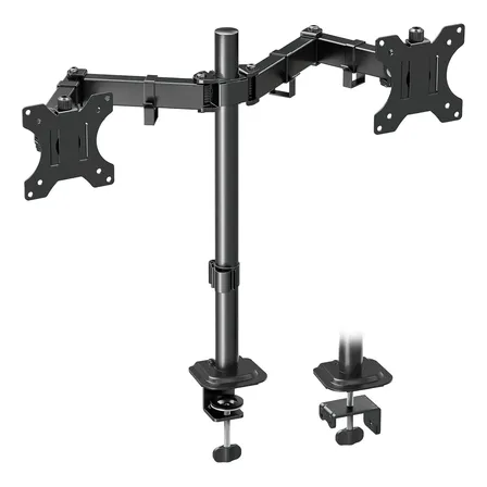 Suporte Braço Articulado Duplo Fixa Mesa Vesa Para Monitores Preto