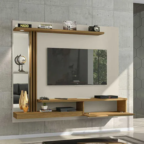 Painel Suspenso Para Tv Até 55 Pol. Denver Off White/cinamom Cor Off White com Cinamomo