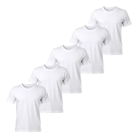 Kit 5 Camisetas Masculina Básica Malha Fria Pv Trabalho Branco Gg Lisa