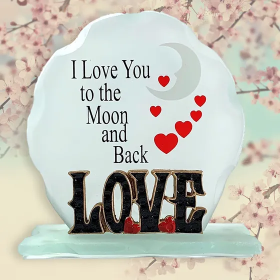 Placa Mesa Texto Ingl  I Love You The Moon And Back  Frase
