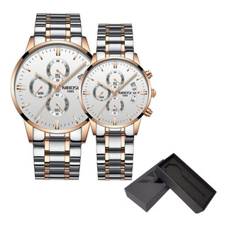 Relojes Nibosi Con Cronógrafo De Negocios Para Parejas, 2 Pi Relojes Nibosi Con Cronógrafo De Negocios Para Parejas, 2 Pi