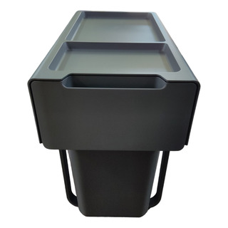 Basurero Cocina Extraible Cierre Suave 25 Litros Color Gris Basurero Cocina Extraible Cierre Suave 25 Litros Color Gris