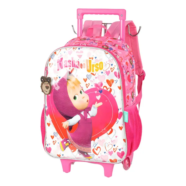 Mochila Rodinha G Alça Escolar Masha E O Urso Ic40942 Cor Pink