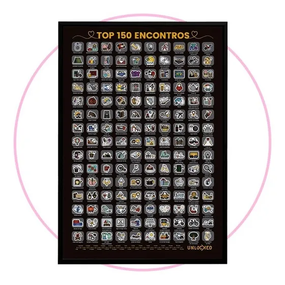 Mapa Top 150 Encontros 66x48 Com Moldura I Namorados