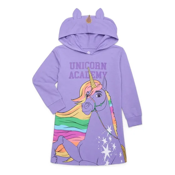 Vestido Bluson Con Capucha De Unicornio Importado Para Niñas