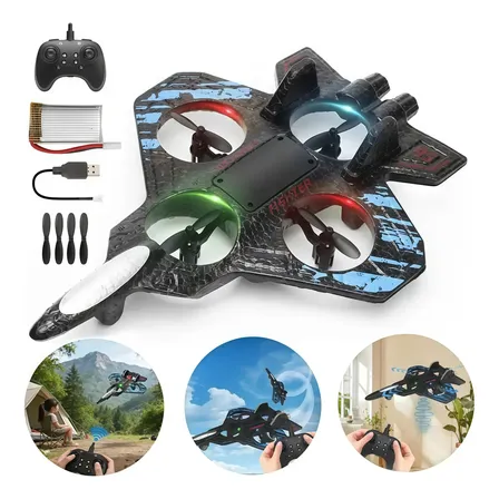 Avião Drone Rc Com Controle Remoto Recarregável Blue