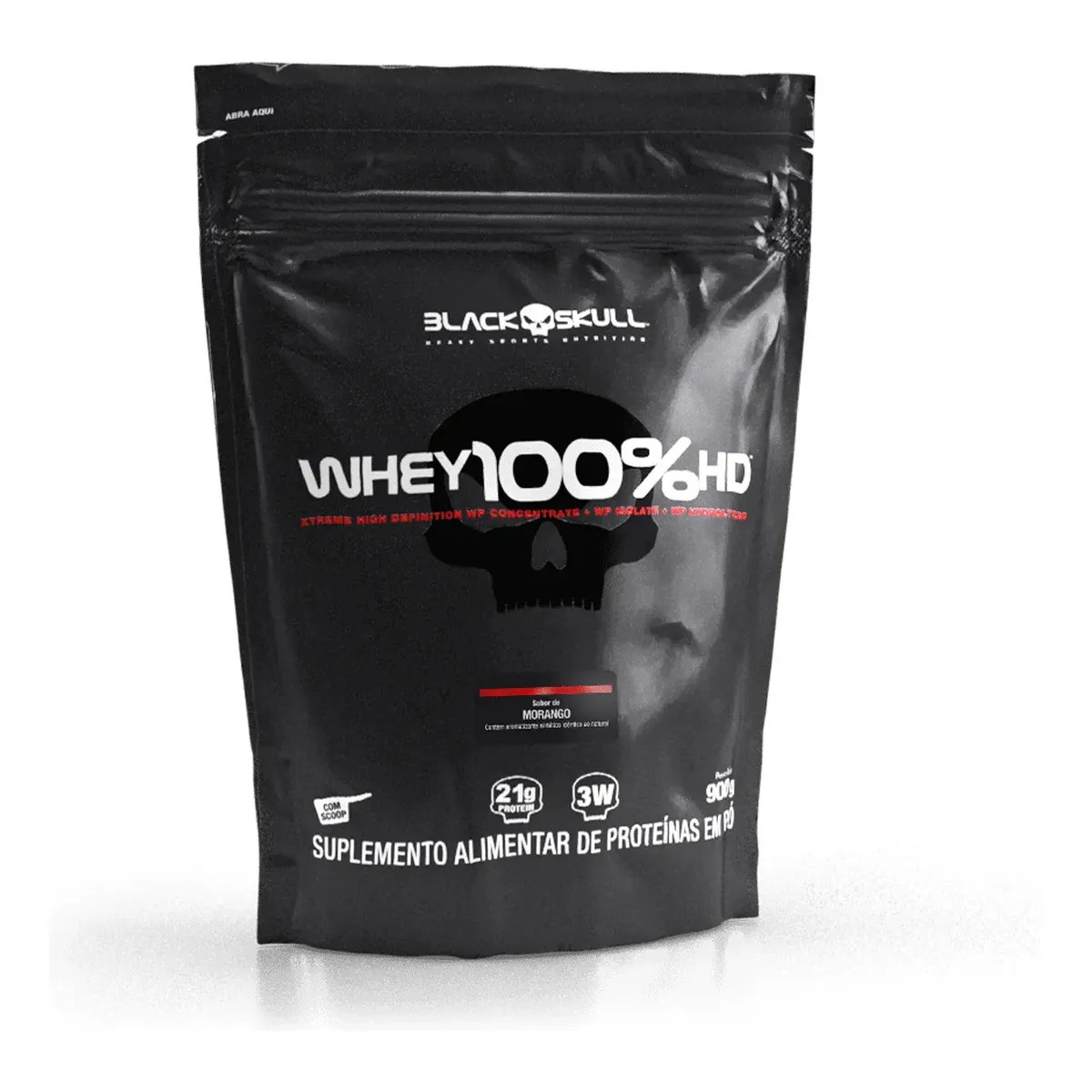Suplemento em pó Black Skull Whey 100% HD sabor Morango 900 g Suplemento em pó Black Skull Whey 100% HD sabor Morango 900 g