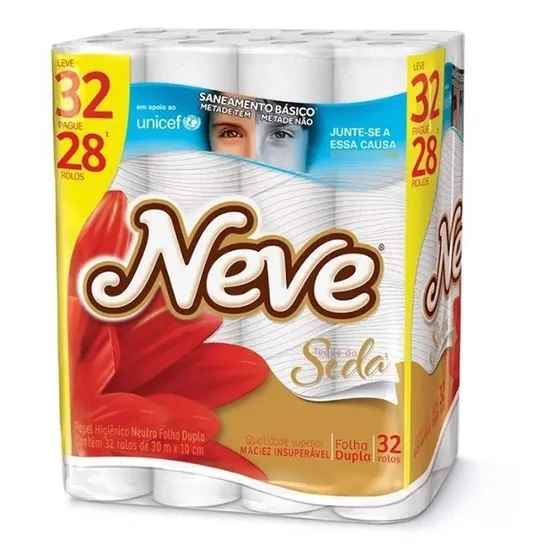 Papel Higiênico Neve Toque De Seda Leve 32 Pague 28 Barato