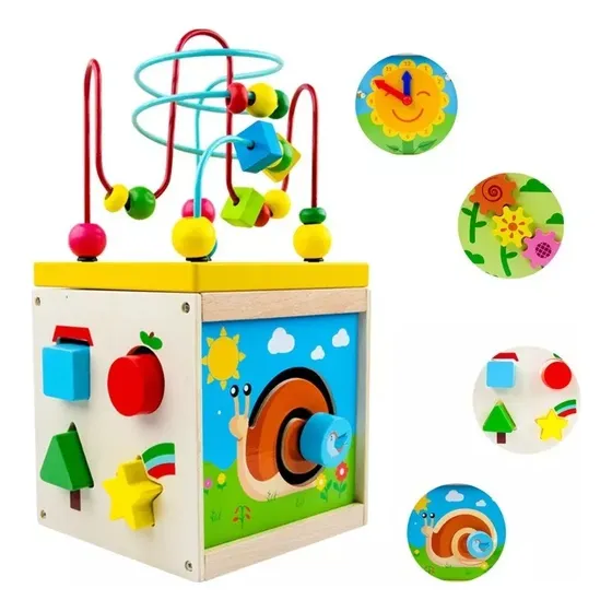 Cubo Didáctico Juguete De Madera Bebe Niños Infantil Para El Desarrollo De Sus Habilidades