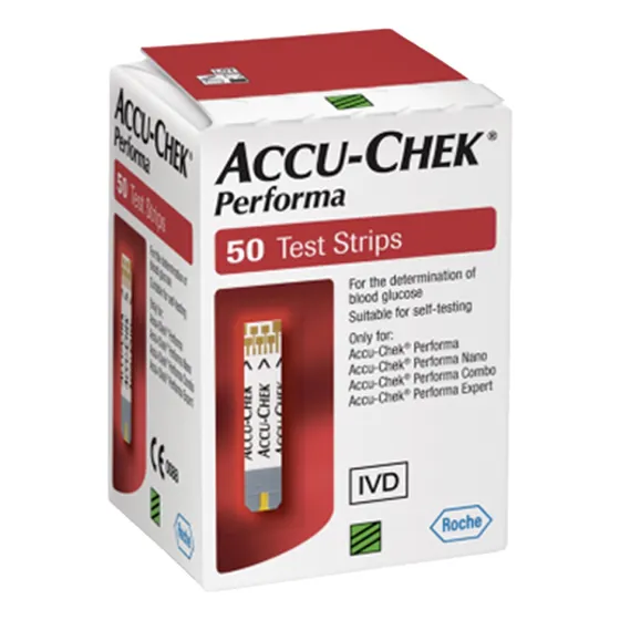 Tiras Reactivas De Glucosa Accu Check Performa Caja 50 Pzas Color Rojo