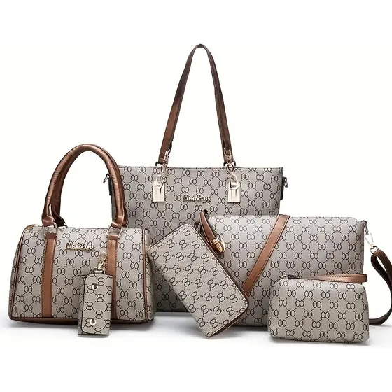 Cartera Para Dama, Set De 6 Piezas, Juego De Bolsos De Mujer
