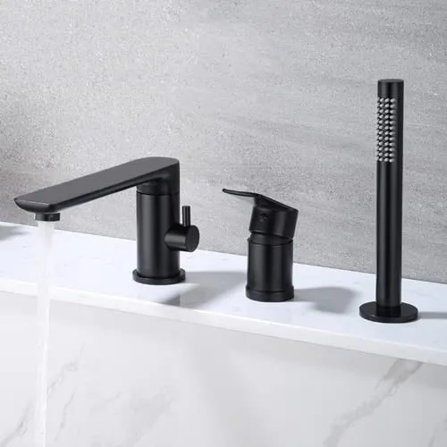 Grifo Laton Macizo Para Bañera Color Negro Mate Giratorio