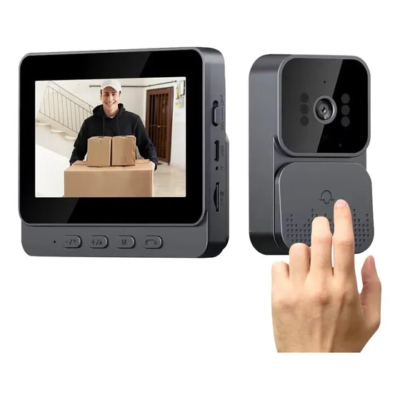 Citofono Timbre Camara Inalambrico Con Pantalla 4.3 Lcd Color Negro