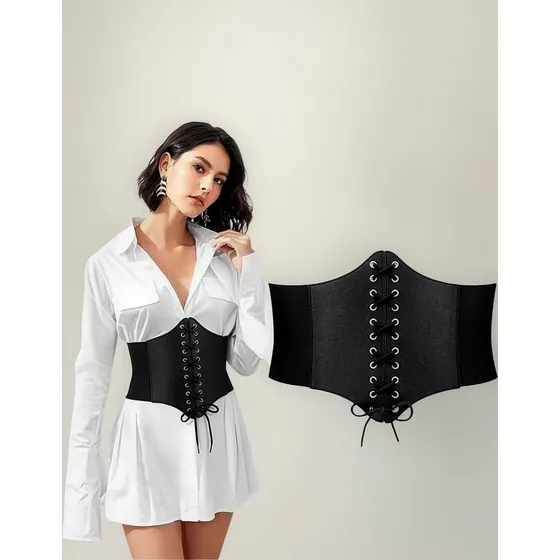 Cinto Espartilho Corset Corpete Corselet Pu Afina Cintura 