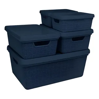 Kit 5 Caixas Organizadoras Cesto Tampa Multiuso 1,8l 5l 15l Kit 5 Caixas Organizadoras Cesto Tampa Multiuso 1,8l 5l 15l