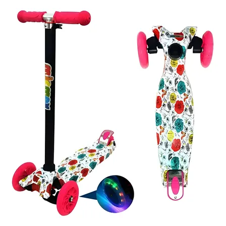 Scooter Monopatín Rosas Ruedas Led Regulable