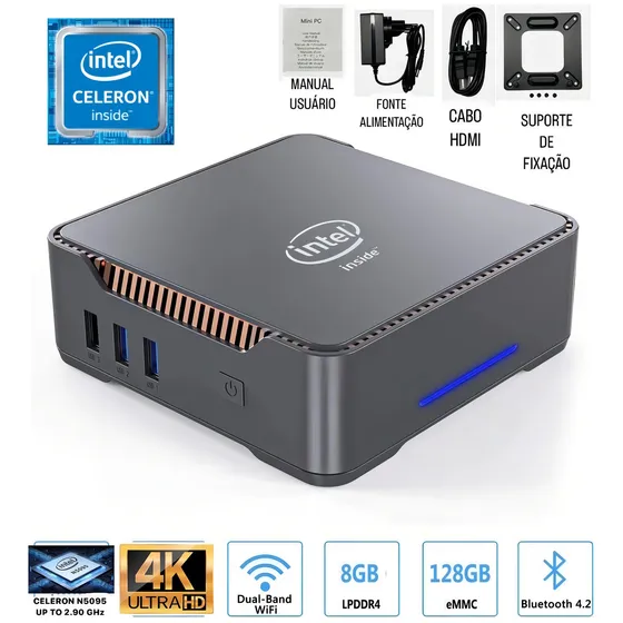 Mini PC Intel Mini Pc GK3 PRO Celeron N5095 - 8GB de RAM - 128GB