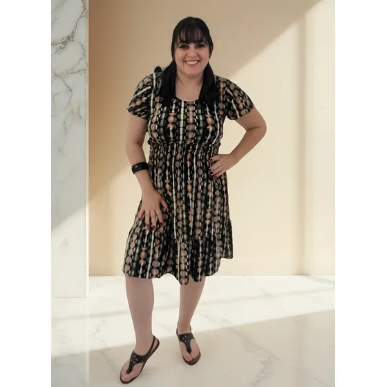Vestido Liganete Com Latex Na Cintura Fresquinho Confortavel