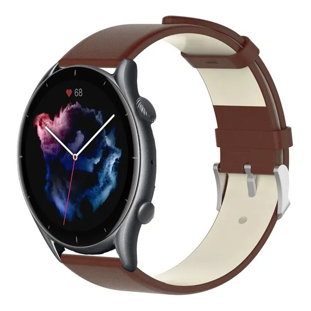 Correa De Piel Lisa Premium Para Amazfit Gtr 3/ 3 Pro Marrón