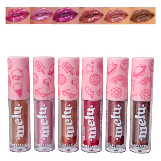 Kit 6 Gloss Labial Melu By Ruby Rose Brilho Intenso 6 Cores