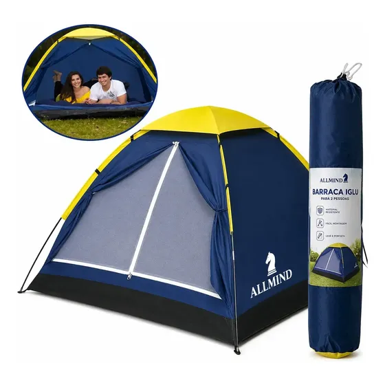 Barraca Camping Impermeável 2 Pessoas Iglu Fácil Montagem Leve Compacta Para Acampamento Trilha Praia Pesca Com Bolsa Transporte Ventilação E Tela Mosquiteiro