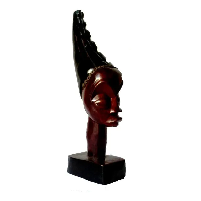 Talla Africana Madera Rostro Mujer Cuello Largo Peinado Alto