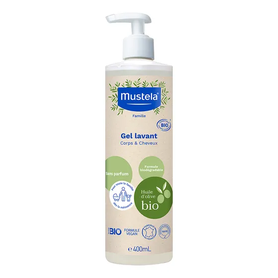 Gel Lavante BIO Orgânico Certificado Corpo e Cabelo 400ml Mustela