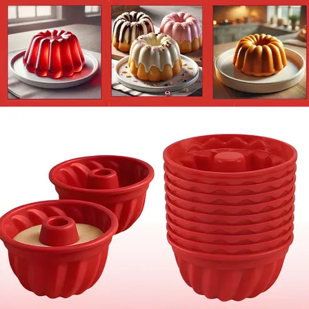 Kit 12 Forma Redonda Silicone Mini Para Bolo Pudim Cupcake Muffins Forno Forma De Silicone Para Airfryer Boa Dica