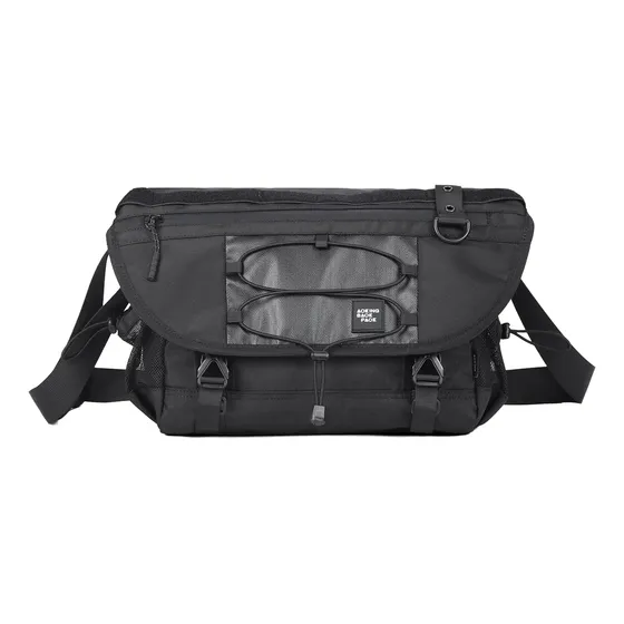 Bolso Bandolera Morral Hombre Dama Aoking Xk3034-5 Acabado de los herrajes Negro Color Negro Correa de hombro Negro Diseño de la tela Lisa